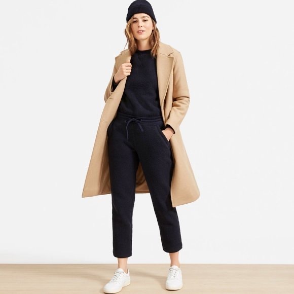 Everlane Pants - Everlane Teddy Set in ReNew Fleece Sweatshirt Sweatpants XS EUC Navy Blue